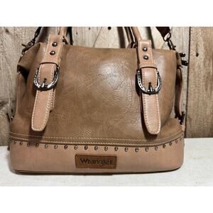 Wrangler doctor bag satchel handbag saddle brown crossbody western guitar strap